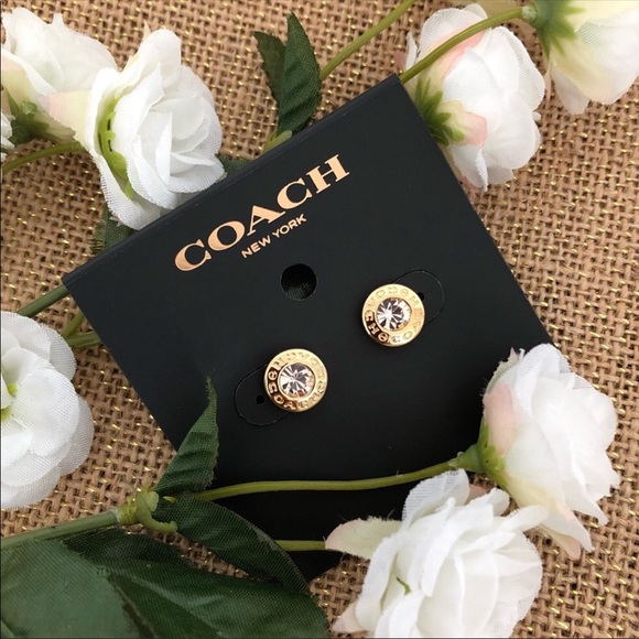 Coach Jewelry - NWT Coach Gold Open Circle Stone Stud Earrings